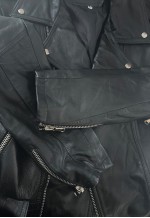 Ladies Vintage Recycled Leather Biker Jacket Silver