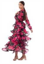 Stylish Floral Print Ruffle Multi Layer Hem design maxi long Dress