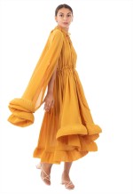 Ruffle Hem and Sleeves Oversized dress in Yellow