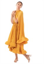 Ruffle Hem and Sleeves Oversized dress in Yellow