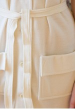 Cream woven sleeveless shirt style belted vintage dress