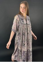 70's Vintage Dress Indian Cotton Peacock Print Midi Dress