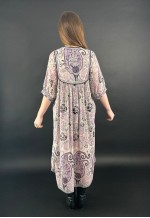 70's Vintage Dress Indian Cotton Peacock Print Midi Dress
