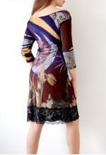 Vintage Y2k Pencil Midi Dress Lace Trim S-M