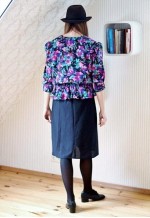 Floral and black combined dress