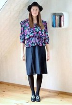 Floral and black combined dress