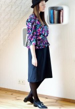 Floral and black combined dress