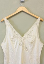 Vintage Y2K Slip Dress Cream V Neck With Lace Patterns