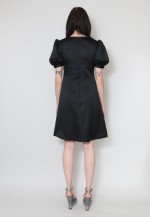 Vintage Ladies 70's Dress Black Puff Sleeve Midi Dress