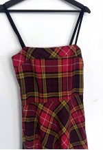 Red Plaid Mini Alternative Dress - Small