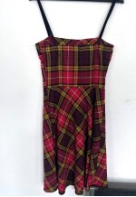 Red Plaid Mini Alternative Dress - Small