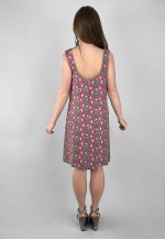 1960's Vintage Abstract Pink Linen Sleeveless Shift Dress