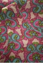 1960's Vintage Abstract Pink Linen Sleeveless Shift Dress