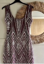 Art Deco luxurious beaded mauve velvet tulle dress