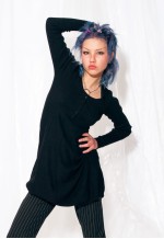 Vintage Knit Dress Y2K Long Sleeve Staple Mini in Black