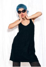 Vintage Y2K Knitted Dress in Black Wool