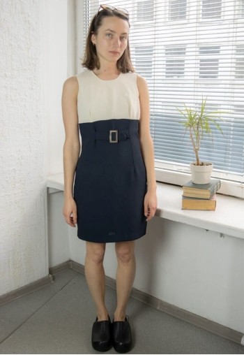 Vintage 80's Cream Top/Black Bottom Mini Dress
