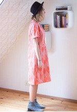 Bright orange shiny short sleeve dress