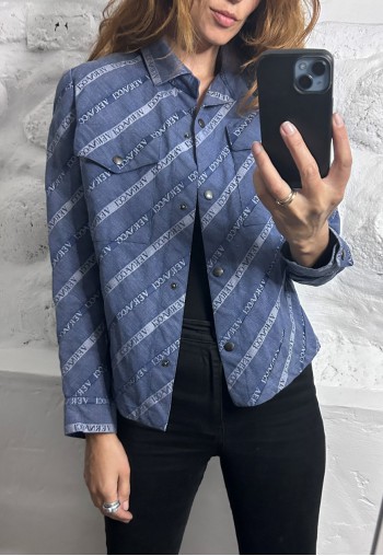 Y2K Monogrammed Denim Jacket - S - M