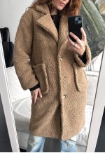 Beige Teddy Cosy Midi Coat - S