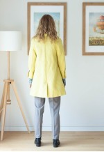 Bright yellow structured material long A line jacket