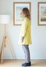 Bright yellow structured material long A line jacket