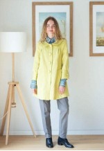 Bright yellow structured material long A line jacket